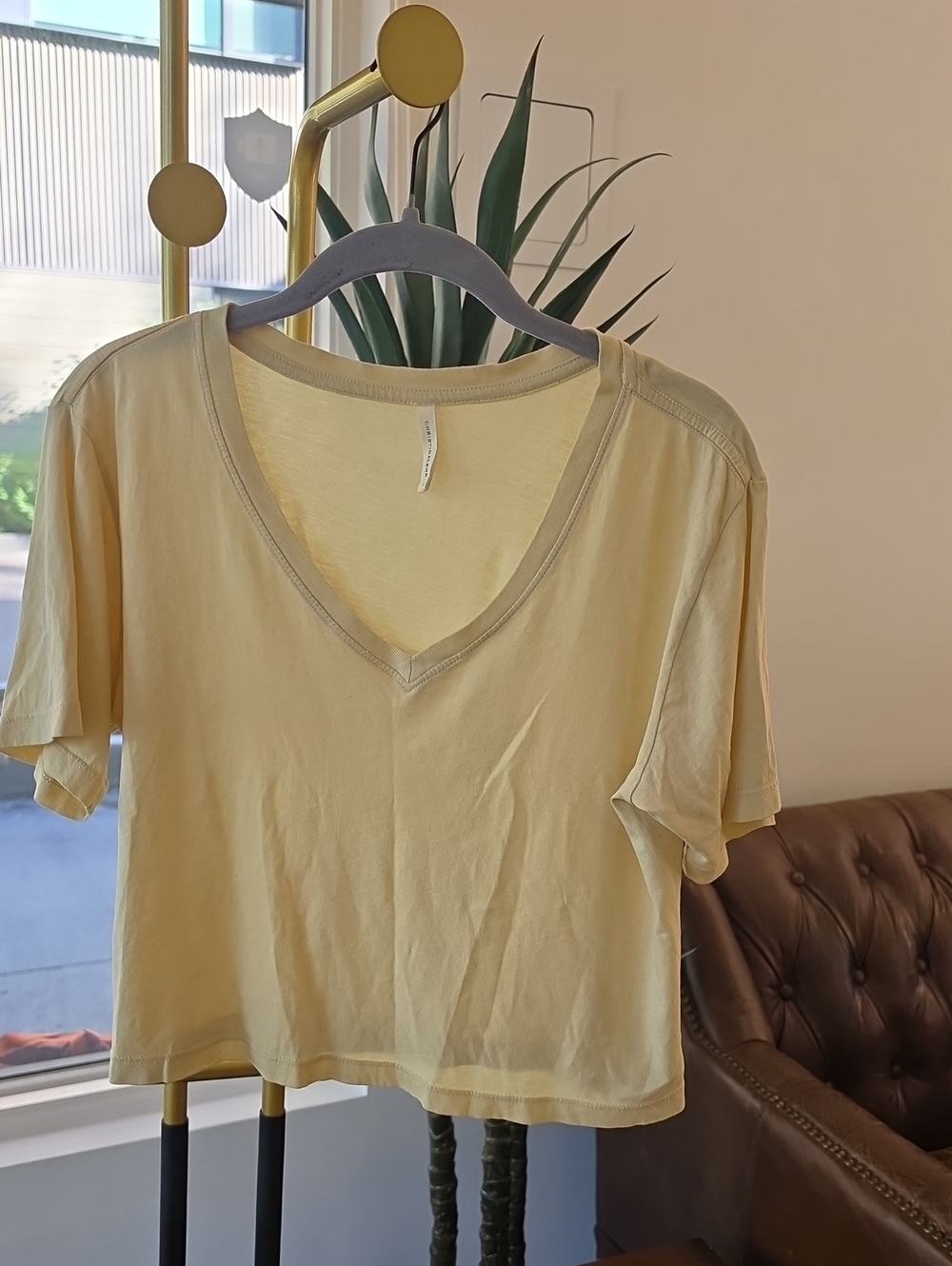 Christina Lea Yellow V-Neck Short Sleeve Top